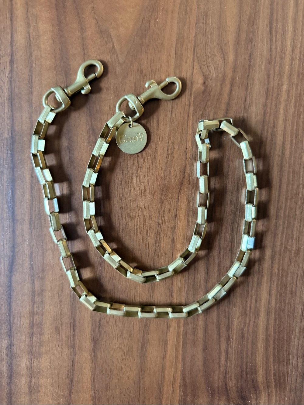 Clare V Box Chain Shoulder Strap in Brass